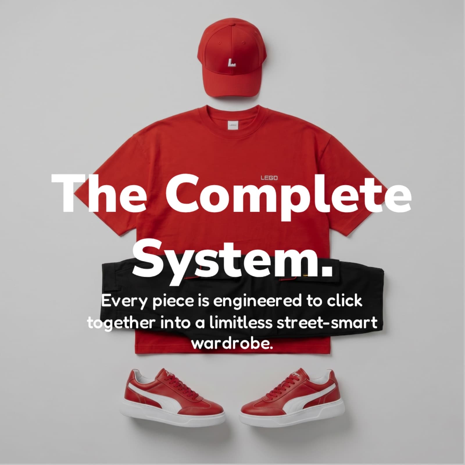 A square, social-format 'The Complete System' campaign visual