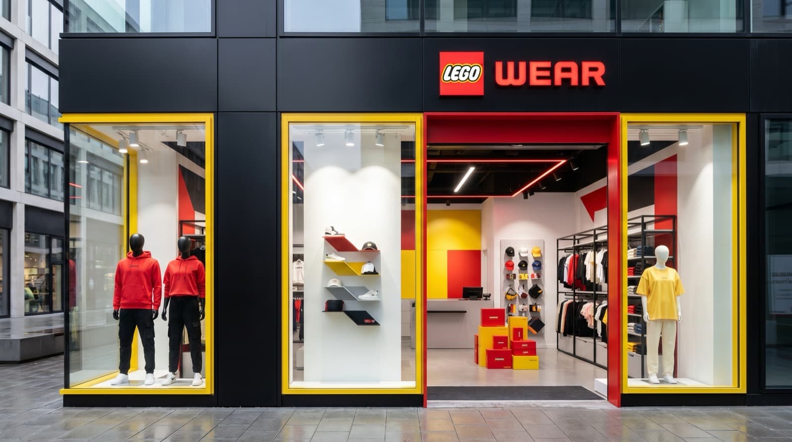 The LEGO Wear storefront on a city street