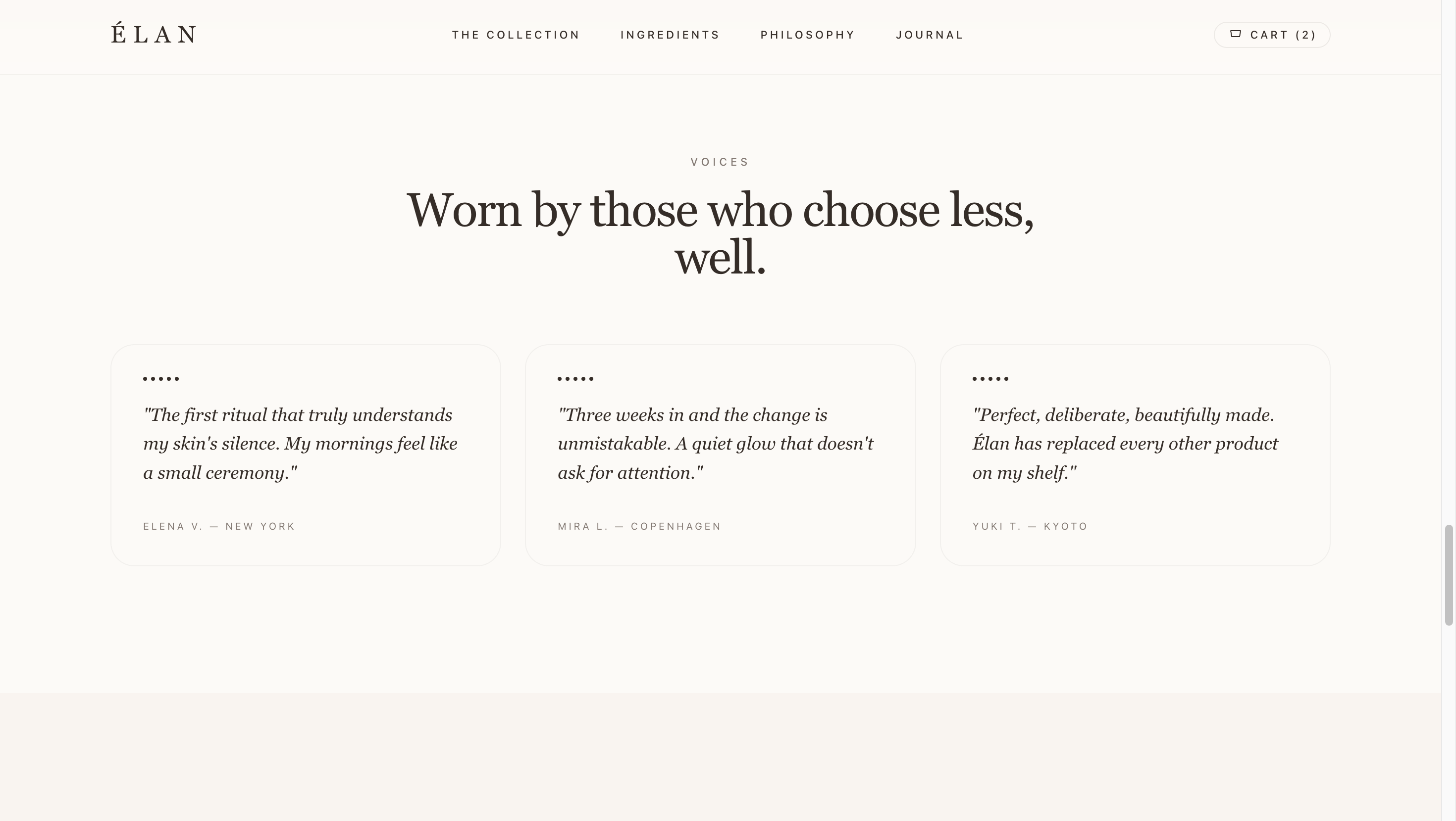 The 'Voices' testimonial section