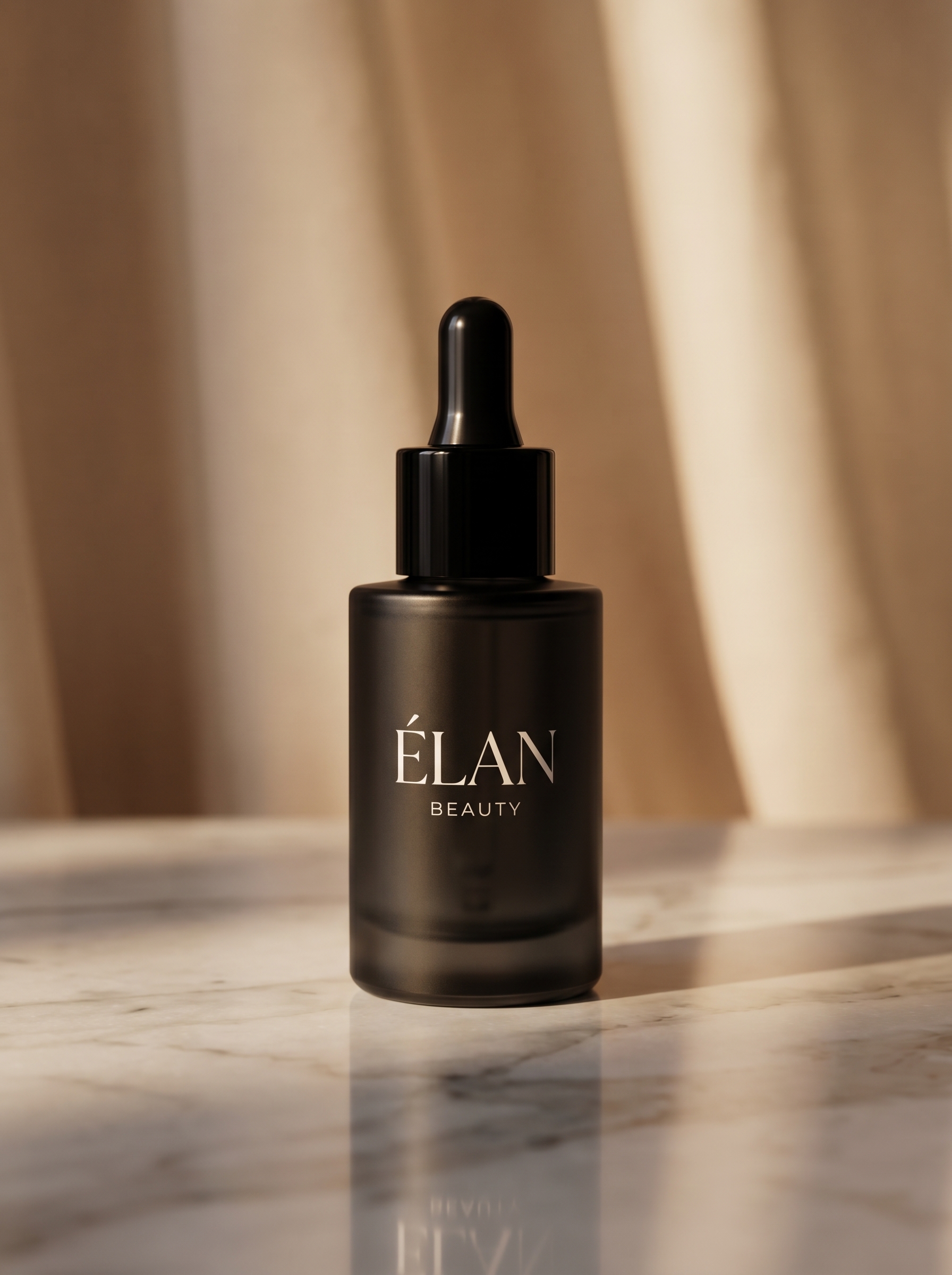 A close-up of a drop falling from a skincare bottle