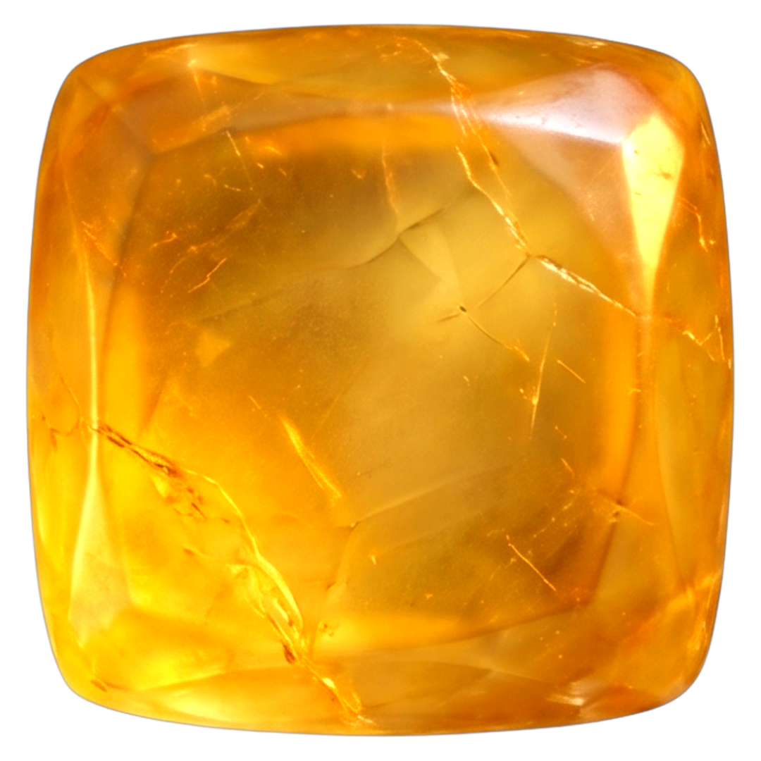 The Citrine mineral, a yellow stone block