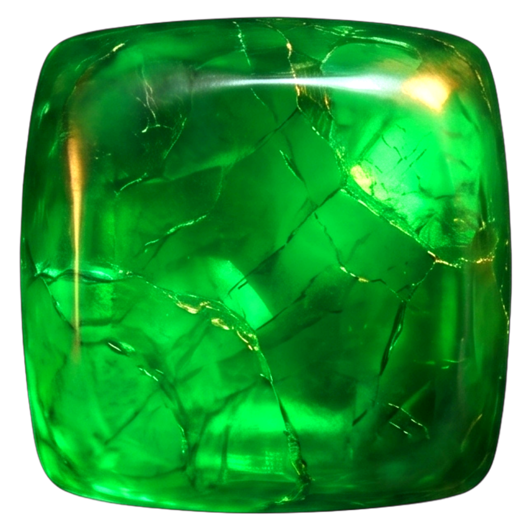 The Emerald mineral, a green stone block