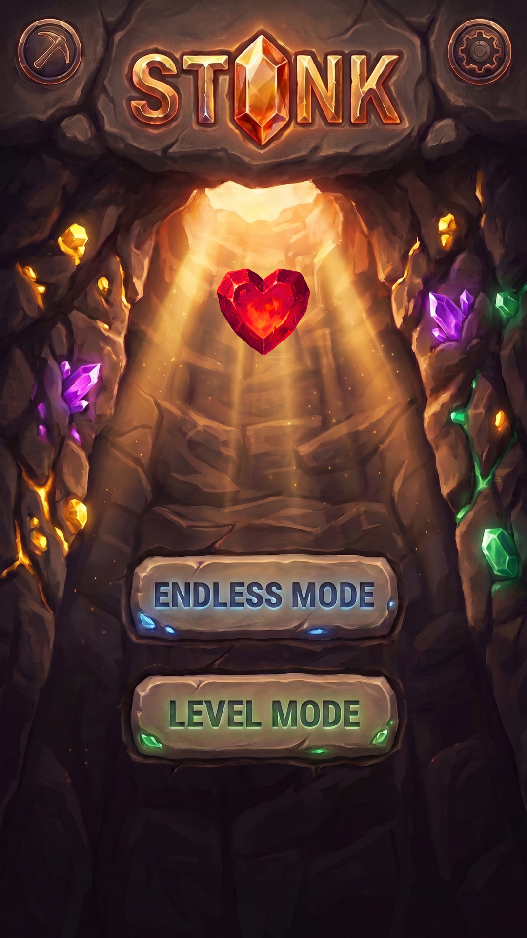 The main menu screen, providing access to the game's two core modes